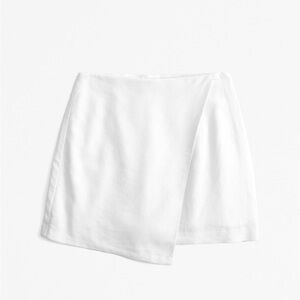 WHITE Scarlett Linen-Blend Wrap Mini Skort